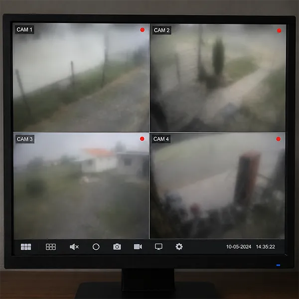 Cámara de seguridad con imagen opaca o borrosa